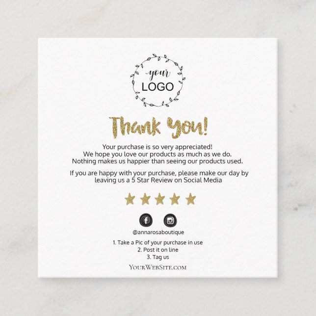 *~*  QR AP8 THANK YOU Gold Star Review Cosmic Enclosure Card (Front)