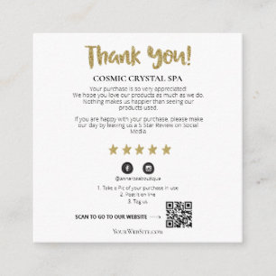 *~* QR - AP8 THANK YOU Gold Star Review Enclosure Card