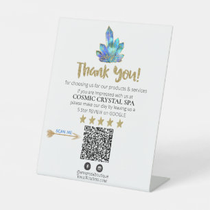 *~* QR AQUA CRYSTALS  Review Logo THANK YOU AP8 Pedestal Sign