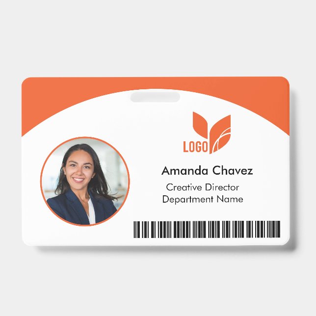 QR Barcode Employee Photo ID Badge (Front)