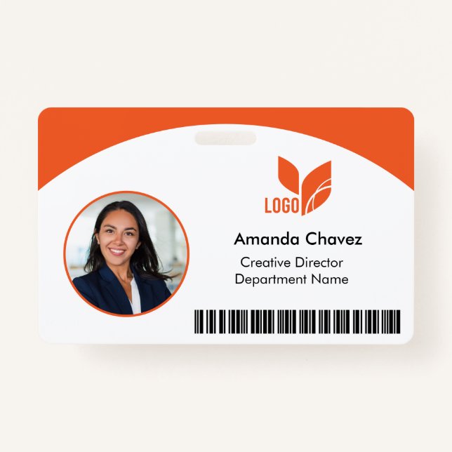 QR Barcode Employee Photo ID Badge (Front)