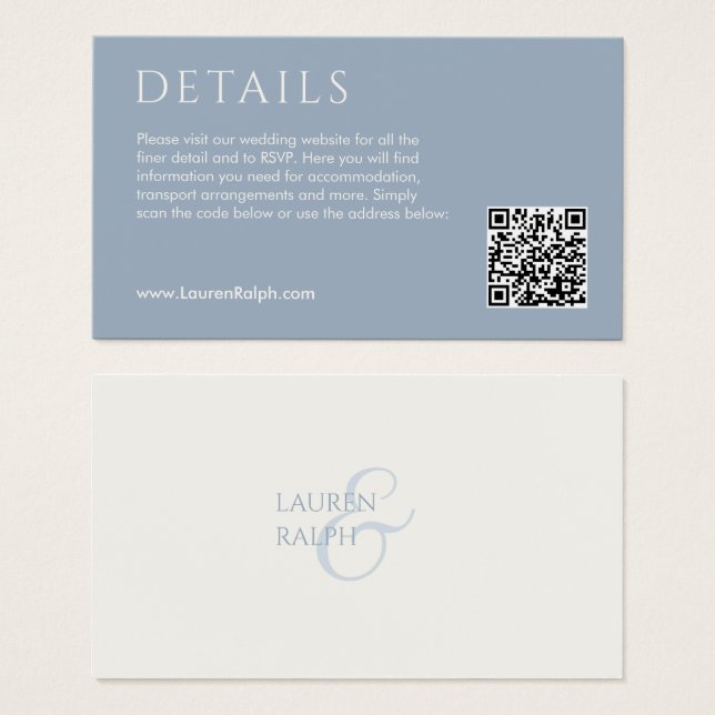 QR Blue and White Gift Registry Enclosure Card (Front & Back)