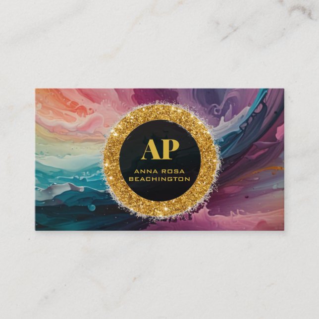 *~ QR BOLD  AP93 Neon Abstract Business Card (Front)