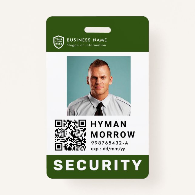 QR Business ID Logo | Security Service Employee Ba Badge (Front)