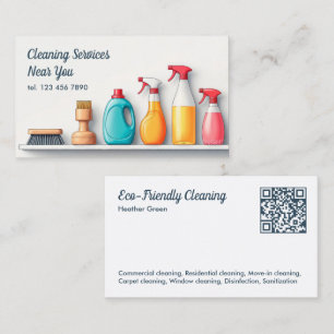QR Cleaning Janitorial Services Business Card