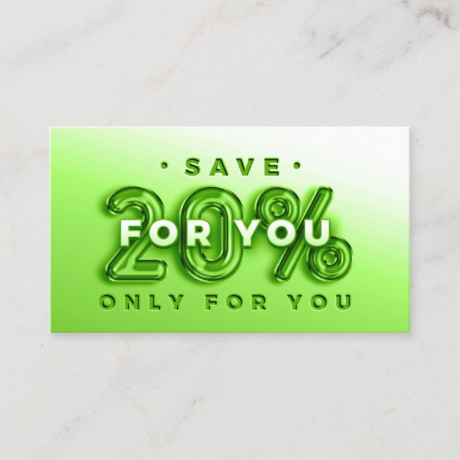 QR CODE 20%OFF DICOUNT PROMOTIONAL LOYALITY BUSINESS CARD (Front)
