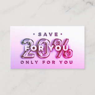 QR CODE 20%OFF DISCOUNT INSERT THANK PINK