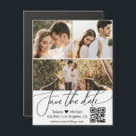 qr code 3 photos collage  save the date magnet<br><div class="desc">elegant qr code 3 photos collage minimalist save the date magnet</div>