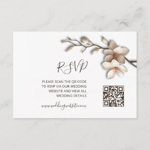 QR Code 3D Flower Magnolia RSVP Enclosure Card