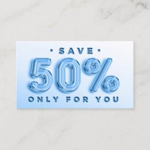 QR CODE 50%OFF DISCOUNT PROMOTIONAL BLUE BUSINESS CARD
