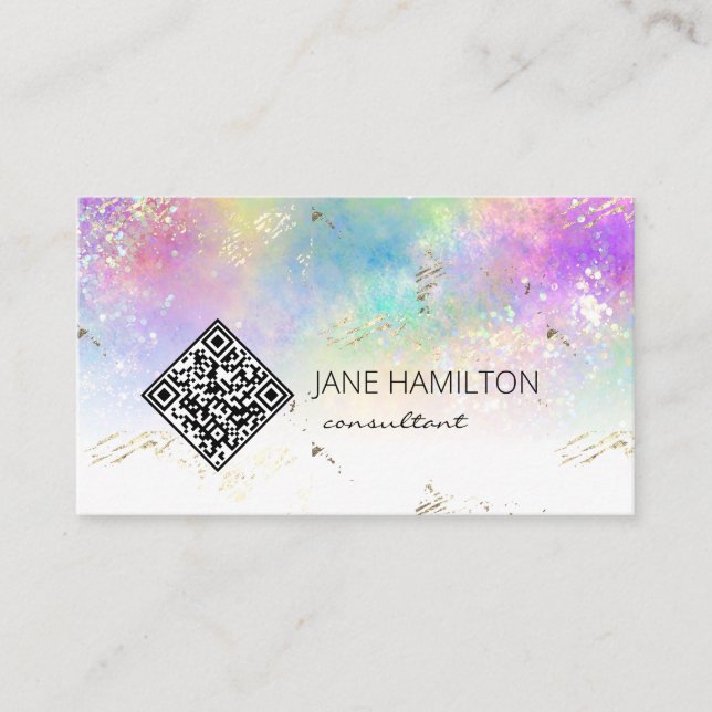 QR Code Abstract Modern Business Card (Front)