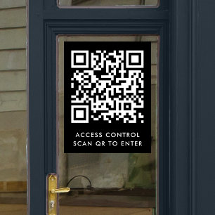 QR Code Access Control   Black Door Lock Entry Window Cling