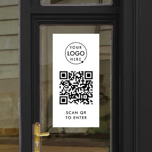 QR Code Access Control   Scan to Enter Office Logo Window Cling