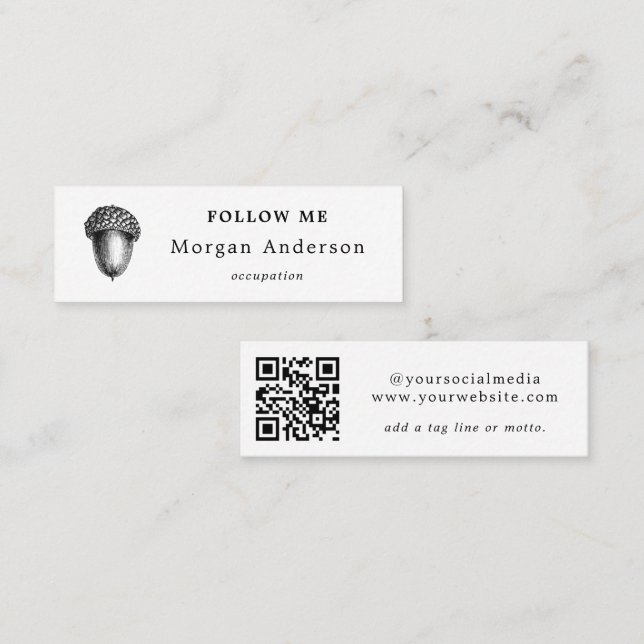 QR Code Acorn Médias sociaux Mini Carte de visite (Devant / Derrière)