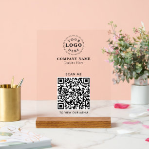 QR Code Acrylic Sign – Modern Checkout Menu