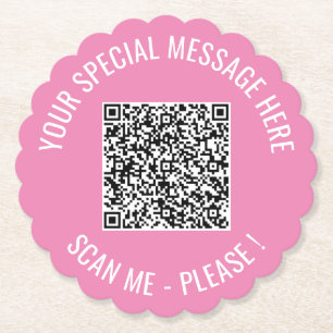 QR Code Add Special Message Modern Paper Coaster