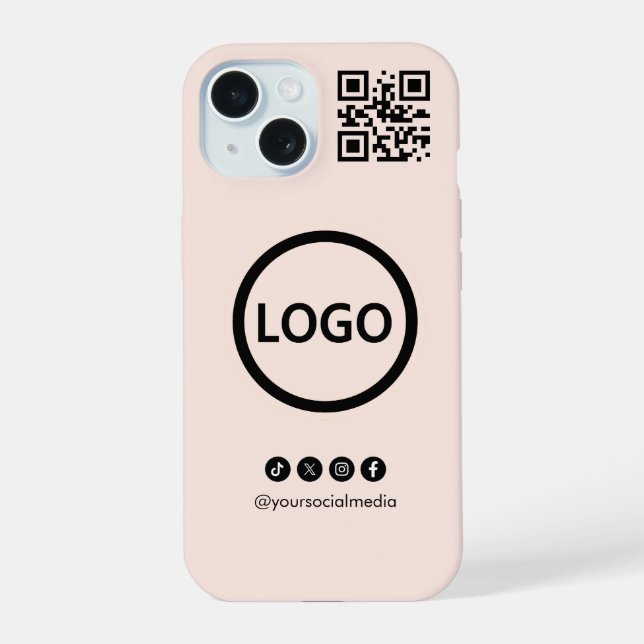 QR Code affaires médias sociaux Blush iPhone 15 (Verso)