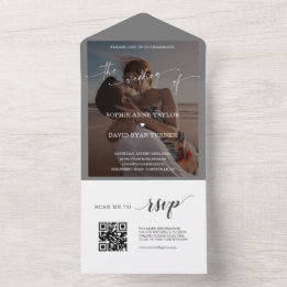 QR Code Airy Greenery Photo Wedding All In One Invitation