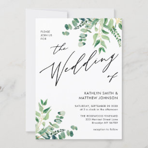 QR Code All In One Eucalyptus Greenery Wedding Invitation