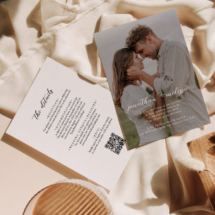 QR code   All in one Modern Elegant Script Wedding Invitation