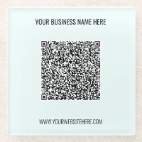 QR Code and Custom Text Business Glass Coaster