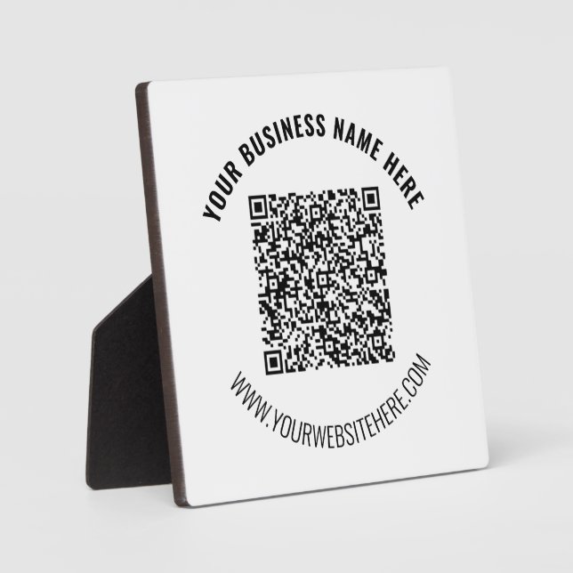 QR Code and Custom Text Business Plaque Gift (Front)