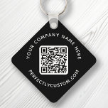 QR code and custom text double sided black Keychain<br><div class="desc">Double sided keychain with your QR code and custom text on a black or custom colour background. Change fonts and font colours,  move and resize elements with the design tool.</div>