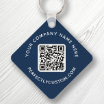 QR code and custom text double sided dark blue Keychain<br><div class="desc">Double sided keychain with your QR code and custom text on a dark blue or custom colour background. Change fonts and font colours,  move and resize elements with the design tool.</div>