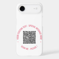 QR Code and Custom Text iPhone Case Your Colours