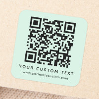 QR code and custom text light mint green