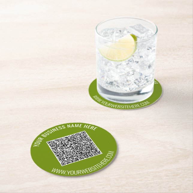 QR Code and Custom Text Personalized Paper Coaster (Insitu)