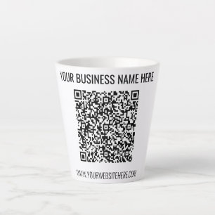 QR Code and Custom Text Professional Modern Latte Mug