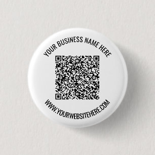 QR Code and Custom Text Professional Personalized  1 Inch Round Button