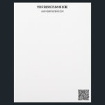 QR Code and Custom Text Professional Personalized  Letterhead<br><div class="desc">QR Code and Custom Text Professional Personalized Business Name Website Promotional Company Supplies / Gift - Add Your QR Code - Image or Logo / Name - Company / Website or E-mail or Phone - Contact Information / Address - Resize and Move or Remove / Add Elements - Image /...</div>