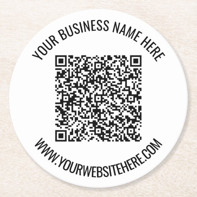 QR Code and Custom Text Professional Personalized  Round Paper Coaster (Front)
