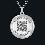 QR Code and Custom Text Professional Personalized Silver Plated Necklace<br><div class="desc">QR Code and Custom Text Professional Personalized Business Name Website Promotional Company Supplies / Gift - Add Your QR Code - Image or Logo / Name - Company / Website or E-mail or Phone - Contact Information / Address - Resize and Move or Remove / Add Elements - Image /...</div>