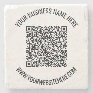 QR Code and Custom Text Professional Personalized Stone Coaster