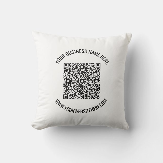 QR Code and Custom Text Professional Personalized Throw Pillow (Front)