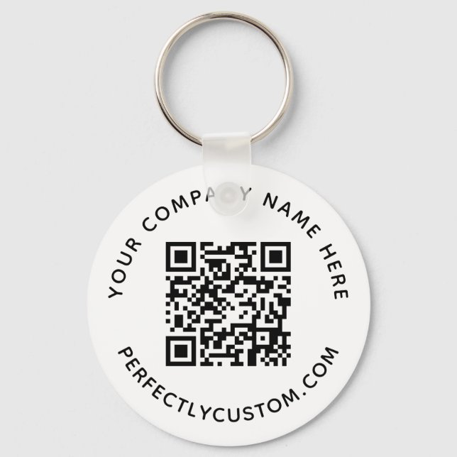QR code and custom text round Keychain (Front)