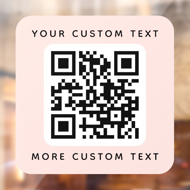 QR code and custom text top and bottom blush pink Window Cling (Sheet 2)