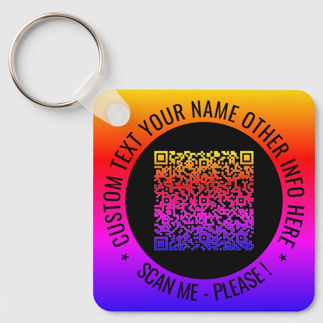 QR Code and Custom Text Your Personalized Keychain (Front)