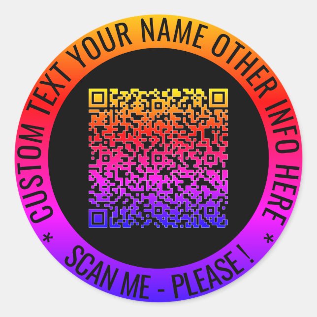 QR Code and Custom Text Your Personalized Sticker (Front)