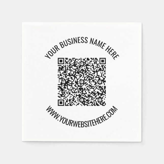 QR Code and Text Professional Personalized Napkins (Front)