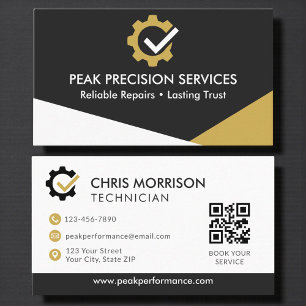 QR Code Auto Mechanic Professional Service Repair Business Card