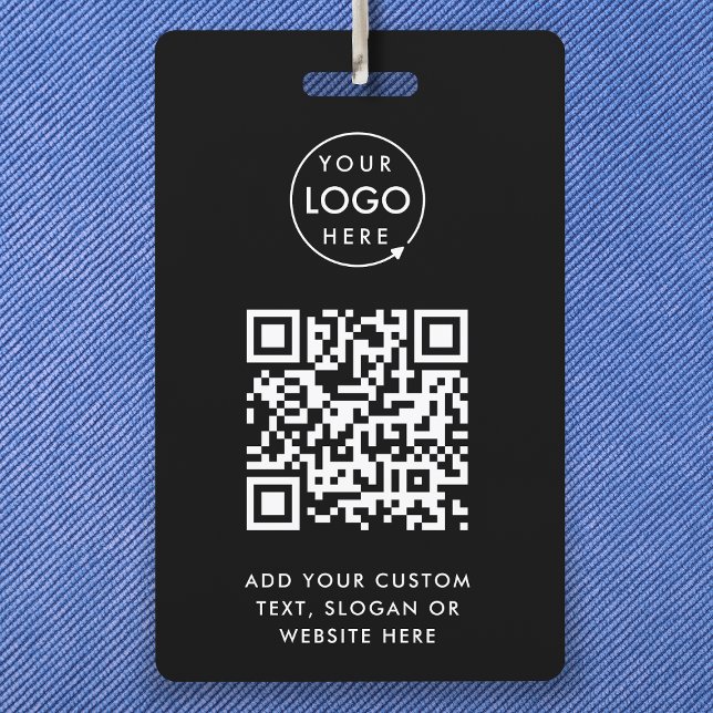 QR Code Badge d'événement | Carte d'identité numér (Versatile editable ID badge template with interactive QR code & your business logo.)