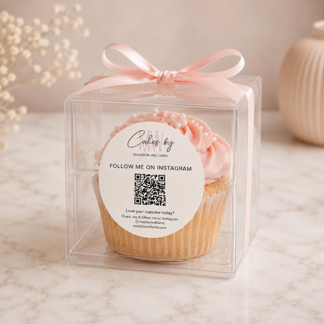 QR Code Bakery Cake Monogram Logo Business Classic Round Sticker (QR Code Bakery Cake Monogram Logo Business Classic Round Sticker)