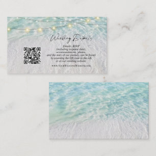 QR Code Beach Seaside String Lights Wedding Detail Enclosure Card