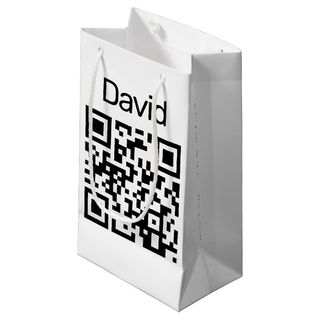 QR code Birthday On White Small Gift Bag (Front Angled)