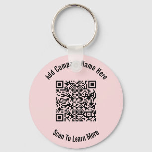 QR Code Black and Light Pink Business Template Keychain