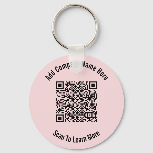 QR Code Black and Light Pink Business Template Keychain (Front)